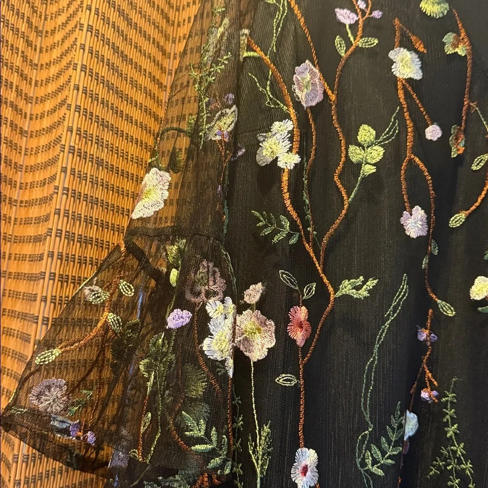 Spense Black dress with Colorful Floral Embroidery - Picture 3 of 4